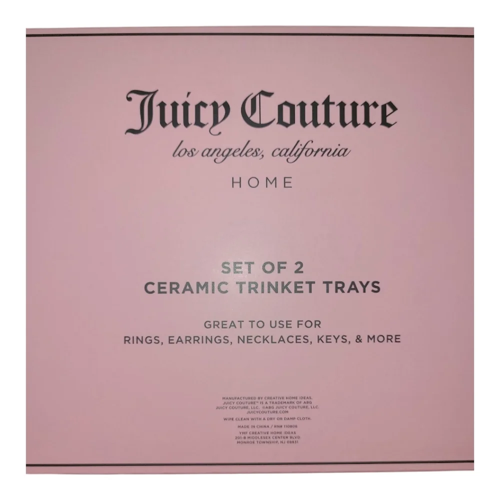 Juicy Couture Ceramic Pink and Red Heart Trinket Tray Set
